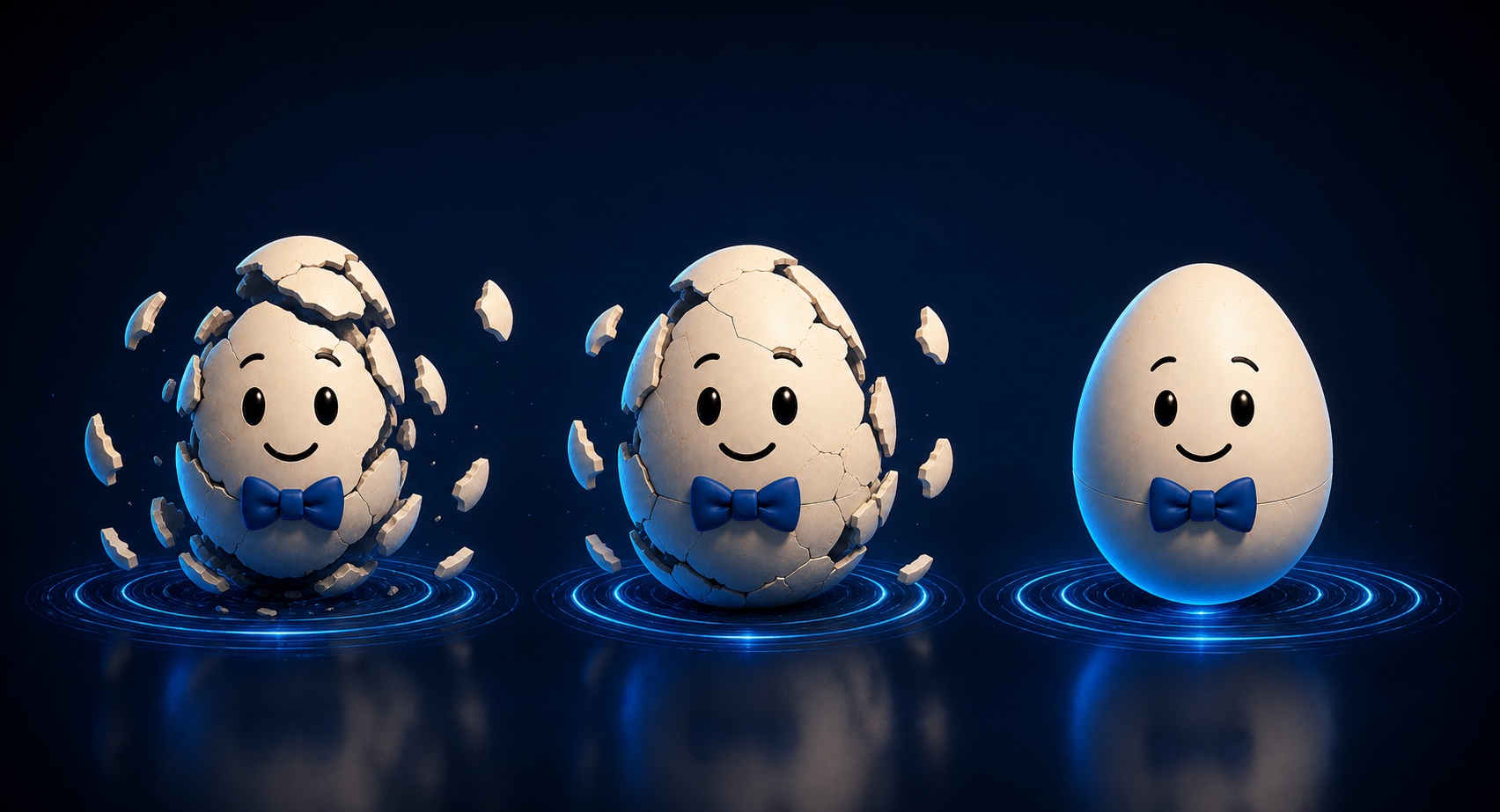 Three stages of Humpty restoring a fragmented archive into a complete verified result